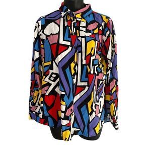 NEW WITH TAG Big Dart Women Fashion shapes design Blouse Button Down UK 6 & US 2